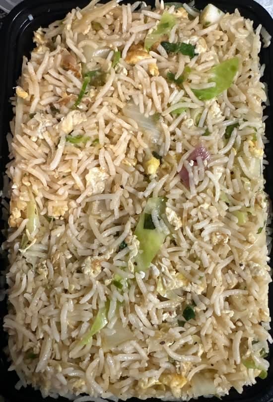 Burnt Garlic Egg Fried Rice.